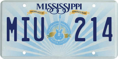 MS license plate MIU214