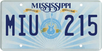 MS license plate MIU215