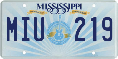 MS license plate MIU219