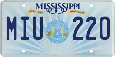 MS license plate MIU220