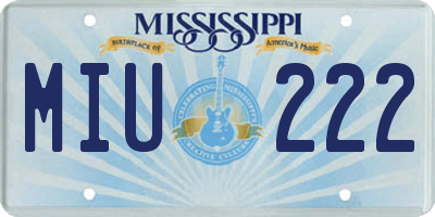 MS license plate MIU222