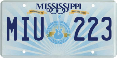 MS license plate MIU223