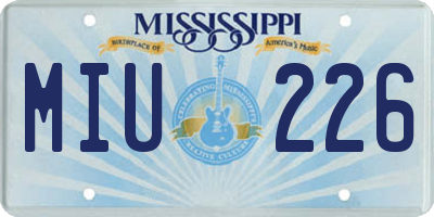 MS license plate MIU226