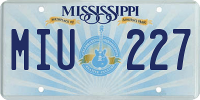 MS license plate MIU227