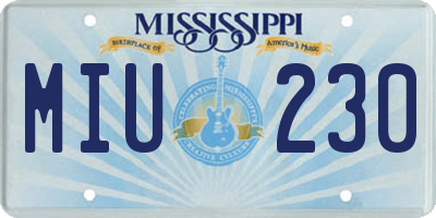 MS license plate MIU230