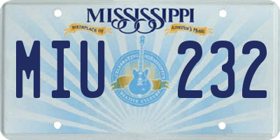 MS license plate MIU232