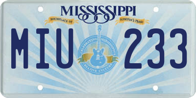 MS license plate MIU233