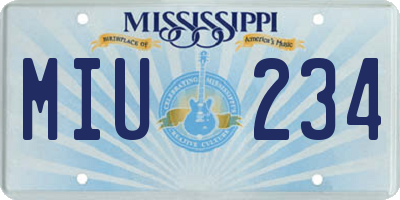 MS license plate MIU234