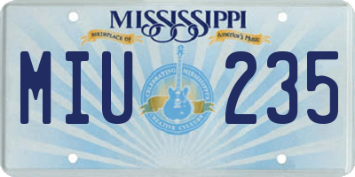 MS license plate MIU235