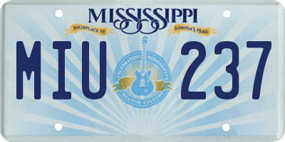 MS license plate MIU237