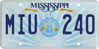 MS license plate MIU240