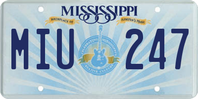 MS license plate MIU247