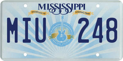 MS license plate MIU248