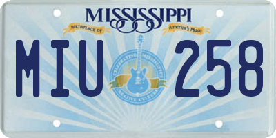 MS license plate MIU258