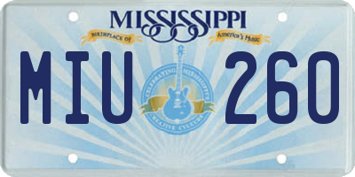 MS license plate MIU260