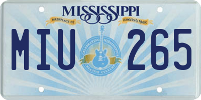MS license plate MIU265