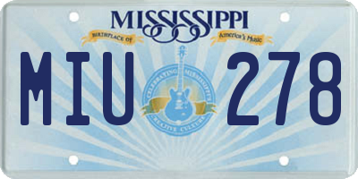 MS license plate MIU278