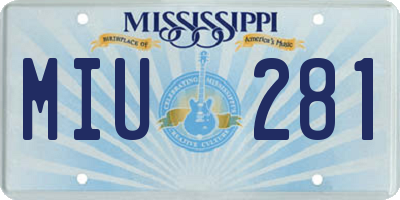 MS license plate MIU281