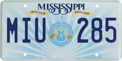 MS license plate MIU285