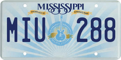 MS license plate MIU288
