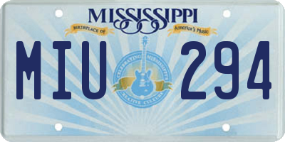 MS license plate MIU294