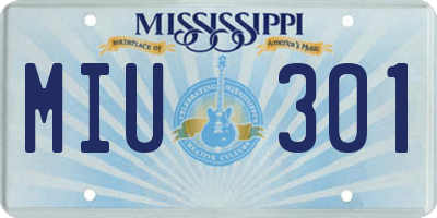 MS license plate MIU301