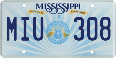 MS license plate MIU308