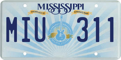 MS license plate MIU311