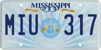 MS license plate MIU317