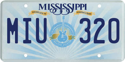 MS license plate MIU320