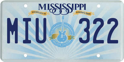 MS license plate MIU322
