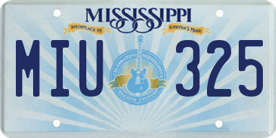 MS license plate MIU325