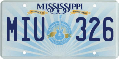 MS license plate MIU326