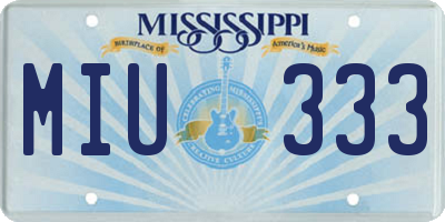 MS license plate MIU333
