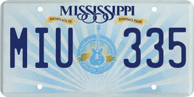 MS license plate MIU335