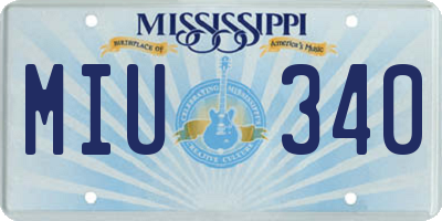 MS license plate MIU340