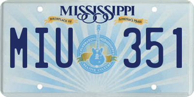 MS license plate MIU351