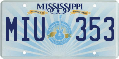 MS license plate MIU353
