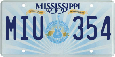 MS license plate MIU354