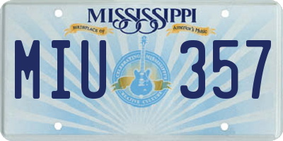 MS license plate MIU357