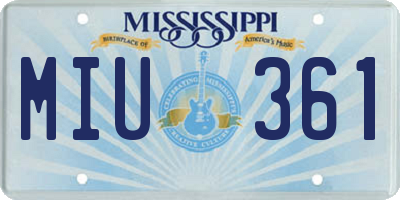 MS license plate MIU361