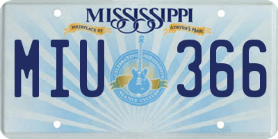 MS license plate MIU366
