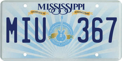 MS license plate MIU367