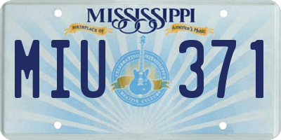 MS license plate MIU371