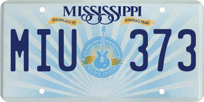 MS license plate MIU373