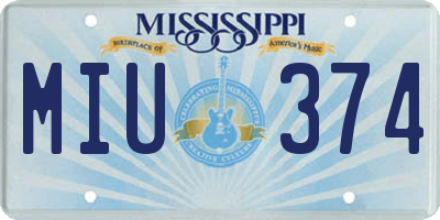 MS license plate MIU374