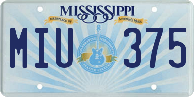 MS license plate MIU375