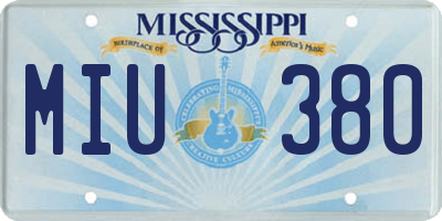 MS license plate MIU380