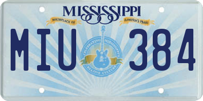 MS license plate MIU384