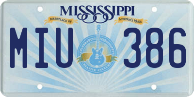 MS license plate MIU386